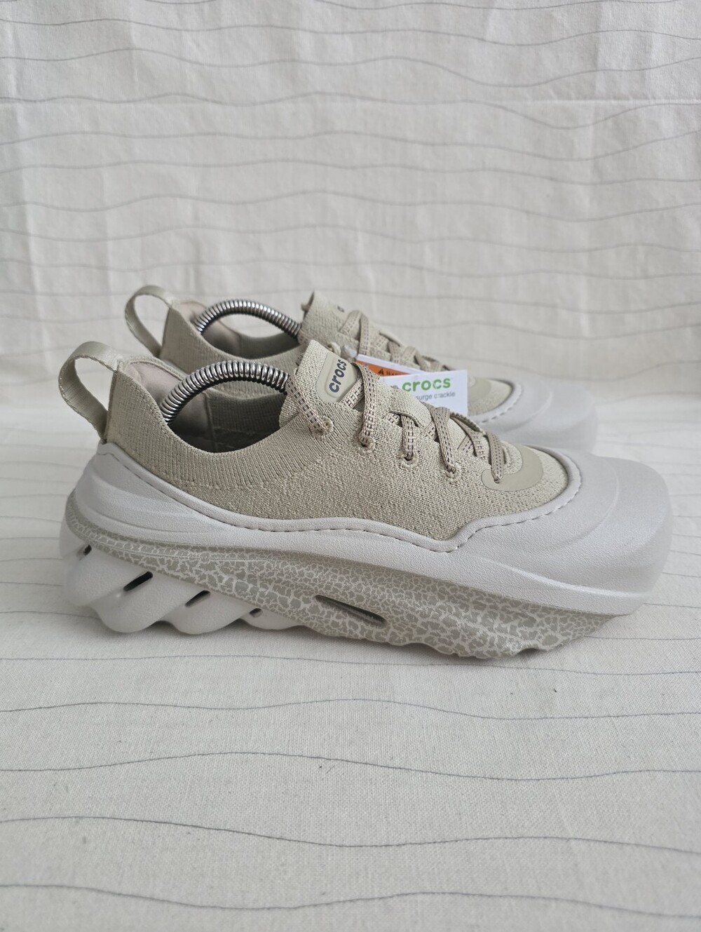 Crocs Mens Echo Surge Crackle Bark Beige Knit Sneakers Shoes211560-0IP Size 7